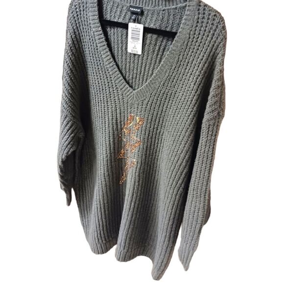 TORRID NEW Plus Size Gray Chunky Knit Pullover Sweater. - Picture 9 of 16